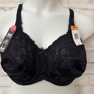 Lilyette By Bali Bra 44DD Minimizer Underwire Black LY0428 Lace New‎ W Tag
